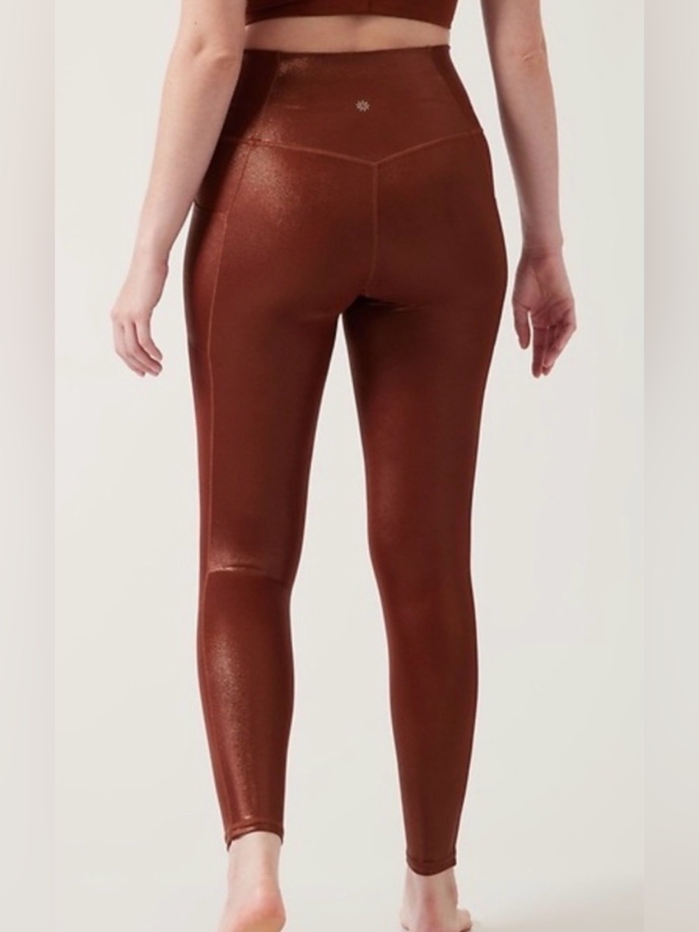 Athleta Stash Salutation Shine Tight in Metallic Red-Brown, Medium